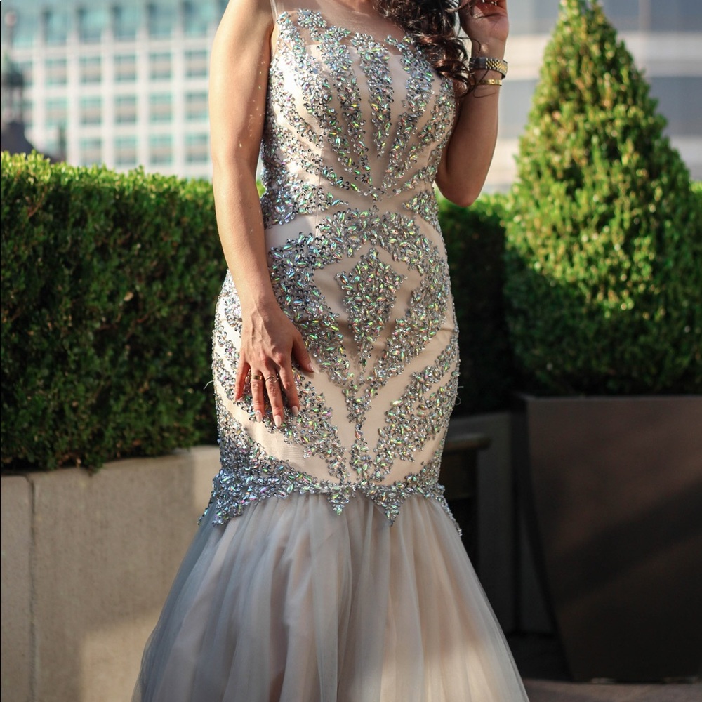 sequenced engagement/wedding dress